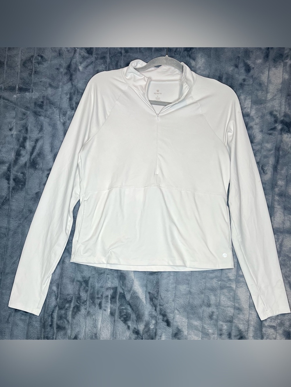 Apana Women’s L White 1/4 Zip Pullover Long Sleeve Activewear Athletic Yoga Top